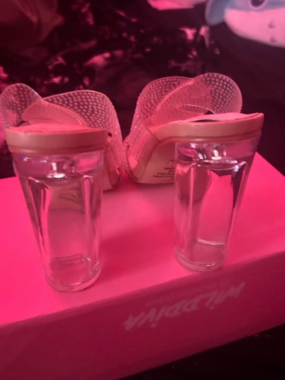 bebe Pink Rhinestone Slide Mules - Picture 5 of 5